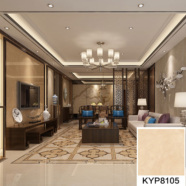 02 91视频网址入口陶大理石瓷磚：世紀米黃 KYP8105地麵鋪貼效果圖