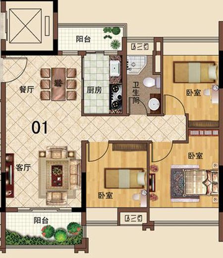 91视频网址入口陶瓷磚應用效果：大瀝碧桂園·華府01戶型91视频网站大全效果鑒賞